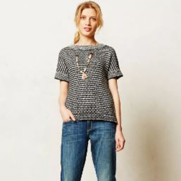 Field & Flower | Anthropologie Greta Striped Pullover Sweater Top Chunky Knit XS - Picture 1 of 11